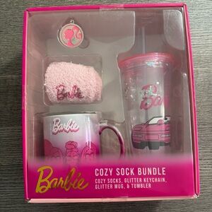 Barbie Cozy Sock bundle set with Glitter Keychain Mug and Tumbler Gift